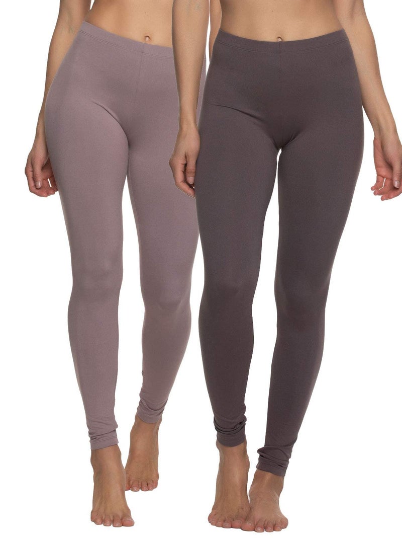 Felina Velvety Super Soft Lightweight Style 2801 Leggings 2-Pack - for Women - Yoga Pants, Workout Clothes (Big City, Small) - Image 1